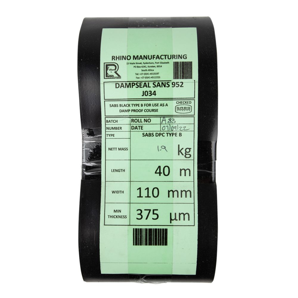 SABS DPC 110mm x 40m - 375 Micron - Product Image