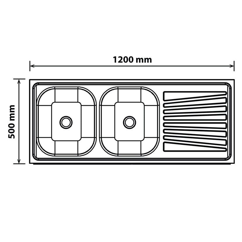 Stainless Steel Double Drop-In Sink 1200 x 500 x 140mm - Product Image