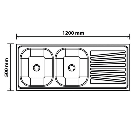 Stainless Steel Double Drop-In Sink 1200 x 500 x 140mm - Product Image