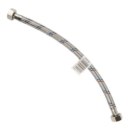 Flexible shower hose with braided design on a white background