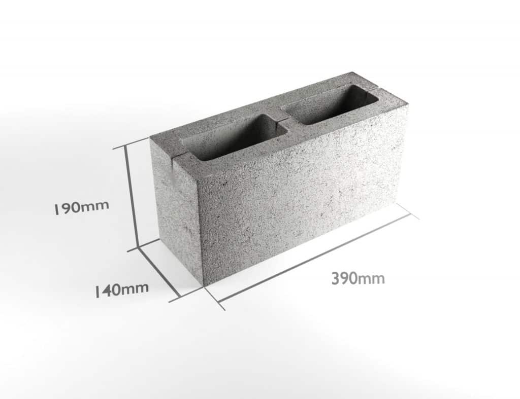 M140 Concrete Block 390 x 140 x 190mm - View 2