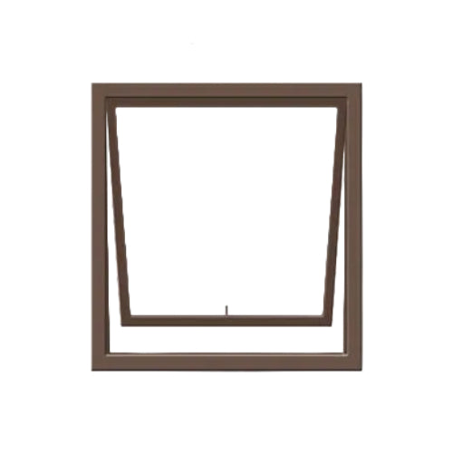 Bronze window frame with dimensions on a white background