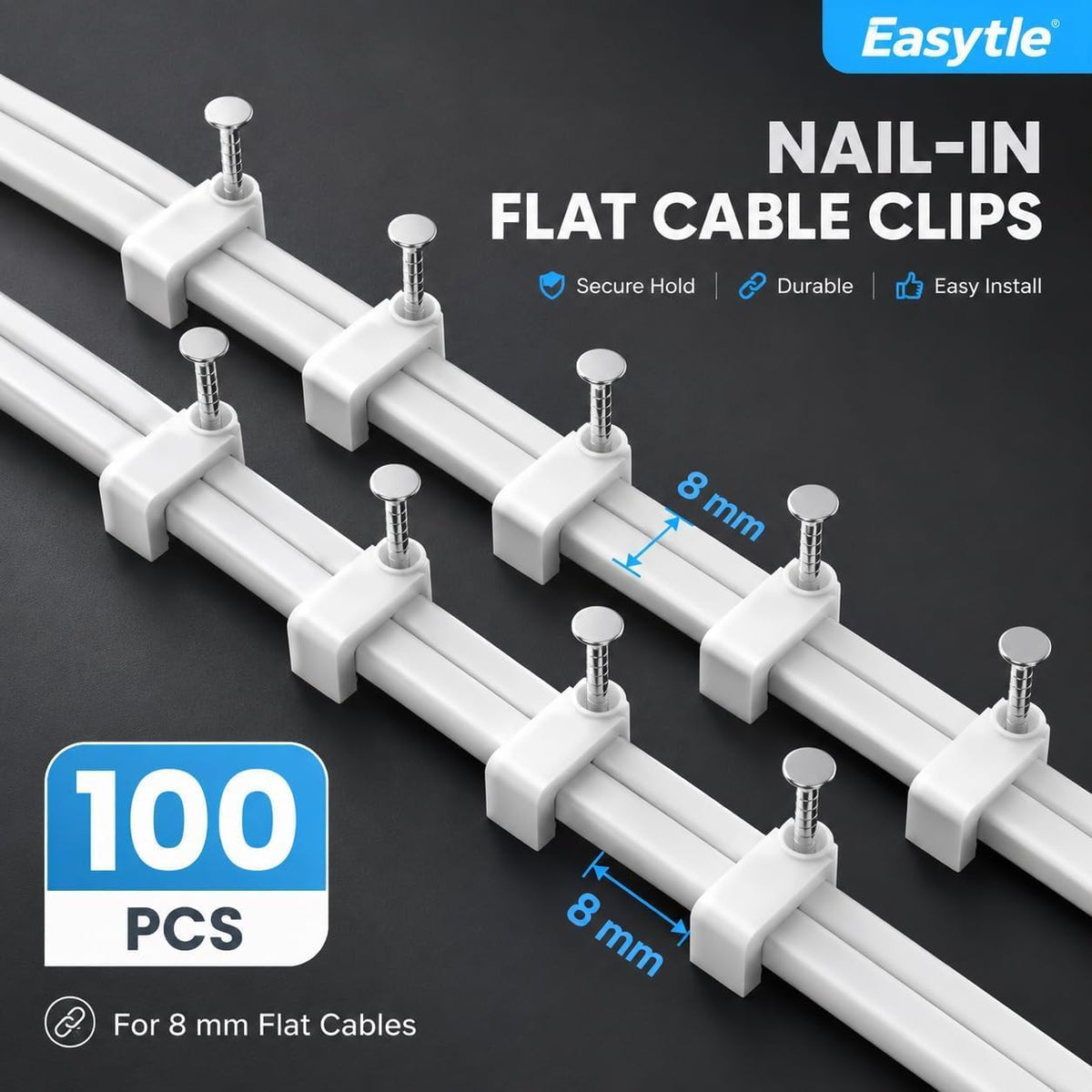 Aiyi Cable Clip Flat 8mm 100pcs