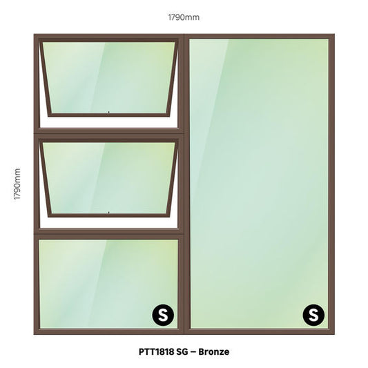 Aluminium Window Bronze 1800 × 1800 – 28mm Clear Glass